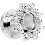 0G Clear Gem Flower Frame Screw Fit Tunnel Plug Set