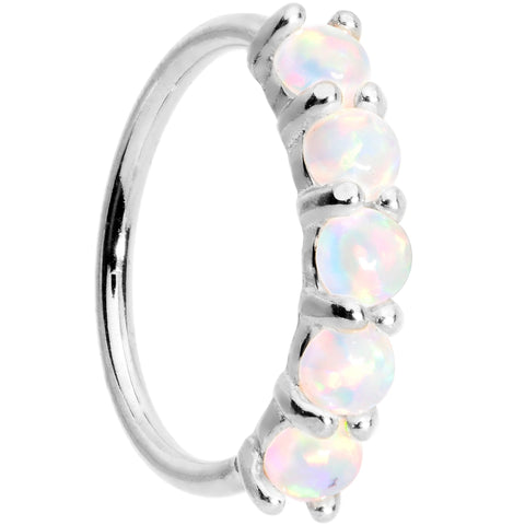 20G White Synthetic Opal 14k White Gold Seamless Circular Ring