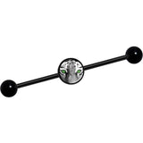 14G Black White Tiger Eyes Black Industrial Barbell 37mm
