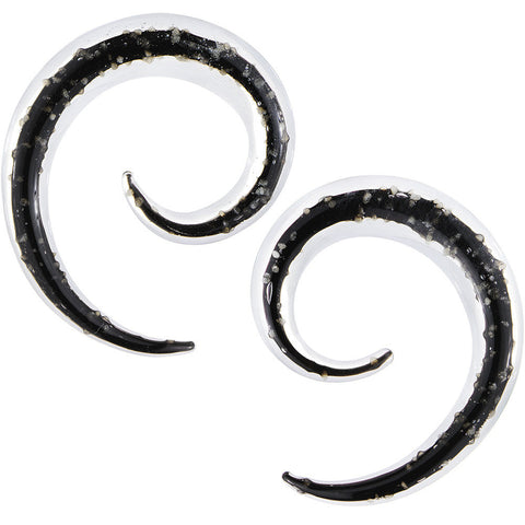 2G Clear Black Glass Glow in the Dark Spiral Taper Set