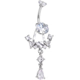 Clear CZ Gem Alluring Elegance Dangle Belly Ring