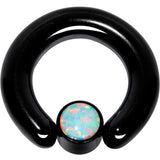 4G 9/16 White Faux Opal 7mm Disc Black IP BCR Captive Ring