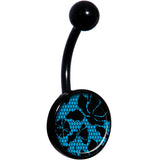 Blue Floral Lace Black Belly Ring