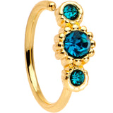 5/16 Green CZ Gem Gold IP Fashion Fusion Seamless Circular Ring
