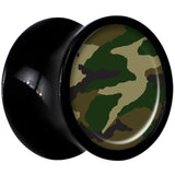 Black Acrylic Woodland Camo Print Saddle Plug Set 0G