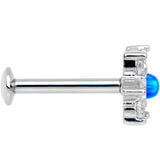 5/16 Blue Faux Opal Internally Threaded Star Flower Labret Monroe