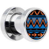 Blue Orange Tribal Print Steel Screw Fit Plug Set 2G
