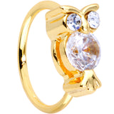 20G 5/16 Clear CZ Gem Gold Tone Owl Eye Seamless Circular Ring
