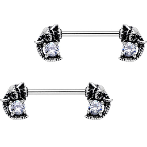 9/16 Clear Gem Elephants Treasure Barbell Nipple Ring Set