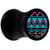 Black Acrylic Pink Teal Tribal Print Saddle Plug Set 2G