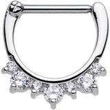 14G 1/2 Clear Gem Septet Nipple Clicker Set