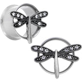 18mm Clear Gem Steel Hi Sky Dragonfly Double Flare Tunnel Plug Set