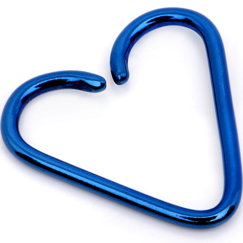 3/8 Annealed Blue Anodized Titanium Heart Daith Cartilage Tragus