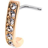 18G Clear CZ Rose Gold Tone Sleek Faux Hoop L Shaped Nose Ring