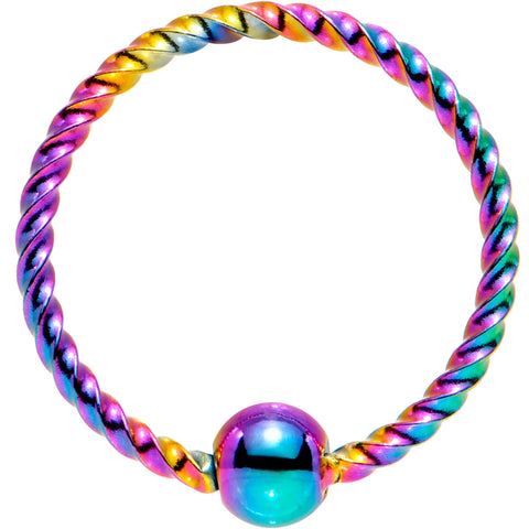 20G 5/16 Rainbow Anodized So Twisted Captive Style Seamless Ring