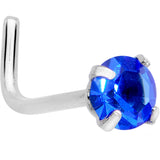 20G 1/4 Blue 3mm CZ Gem Steel L-Shape Nose Ring