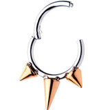 5/16 Rose Gold Tone Punk Spike Hinged Segment Ring Circular Barbell