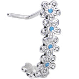 20G Blue Belle Daisy Flower Chain Faux Hoop L Shaped Nose Ring