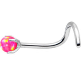 20G Pink Faux Opal Pronged Left Nose Screw