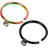 20G 5/16 Clear Gem Multi Color Seamless Circular Ring Set of 5