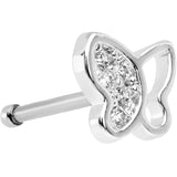 20G 1/4 Clear CZ Gem Half Paved Butterfly Nose Bone