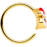20G Gold Tone Plated Red White Santa Seamless Circular Ring