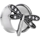 20mm Clear Gem Steel Hi Sky Dragonfly Double Flare Tunnel Plug Set