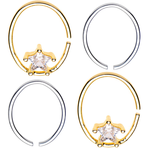 20G 3/8 Clear Star Gem Multi Circular Seamless Ring Set