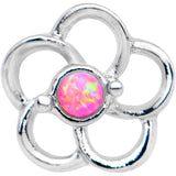 5/16 Pink Faux Opal Internally Threaded Hollow Flower Labret Monroe