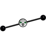 14G Black White Owl Black Industrial Barbell 37mm