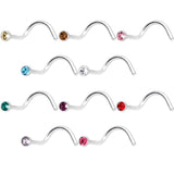 20G 5/16 Multi Color Gem Steel Nose Screw 20 Pack Set