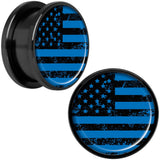 Blue American Flag Black Anodized Screw Fit Plug Set 18mm
