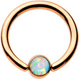 14G 3/8 White Faux Opal Rose Gold IP BCR Captive Ring