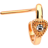 20G Gem Rose Gold Tone Heart Faux Hoop L Shaped Nose Ring