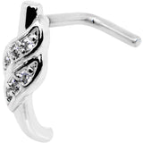 20G Clear CZ Swish Faux Hoop L Shaped Nose Ring