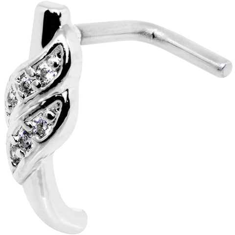 20G Clear CZ Swish Faux Hoop L Shaped Nose Ring