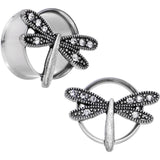 20mm Clear Gem Steel Hi Sky Dragonfly Double Flare Tunnel Plug Set
