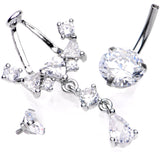Clear CZ Gem Alluring Elegance Dangle Belly Ring