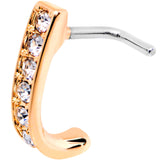 18G Clear CZ Rose Gold Tone Sleek Faux Hoop L Shaped Nose Ring