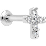 5/16 Clear CZ Internally Threaded Cross Labret Monroe