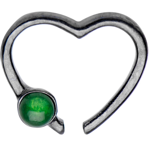 Black IP 925 Silver Venturine Heart Right Daith Cartilage Tragus