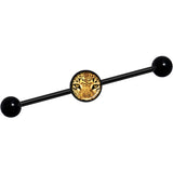 14G Full Color Leopard Eyes Black Industrial Barbell 37mm