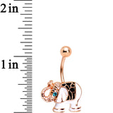 Aqua CZ Gem Rose Gold PVD Edgy Elephant Belly Ring