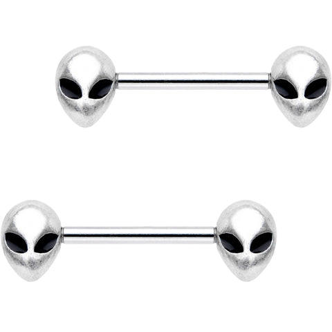 14G 9/16 Gray Alien Barbell Nipple Ring Set