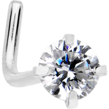20G 1/4 Clear 3mm CZ Gem Steel L-Shape Nose Ring
