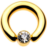 4G 9/16 Clear Gem 7mm Disc Gold IP BCR Captive Ring