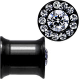 0G Clear CZ Gem Black PVD Goddess of Glam Screw Fit Plug Set