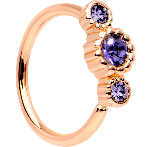 20G Purple CZ Gem Rose Gold IP Triplet Seamless Circular Ring