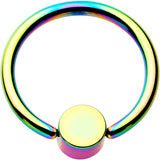 14G 1/2 Clear Gem 5mm Disc Rainbow IP BCR Captive Ring
