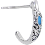 20G Glitter Blue Bird Feather Faux Hoop L Shaped Nose Ring